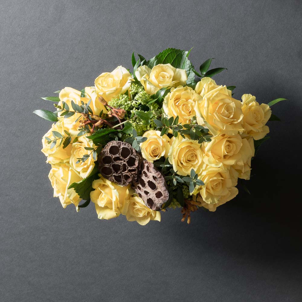 All yellow roses floral design from the top[