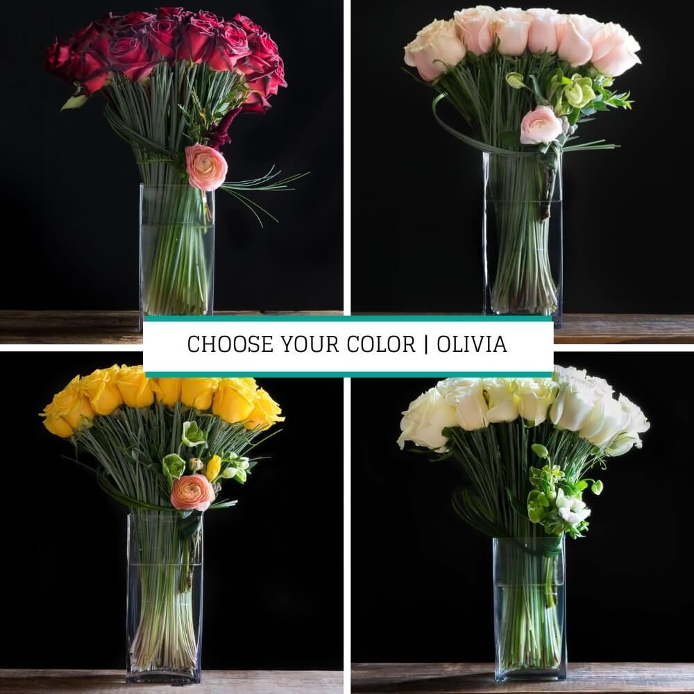 Beautiful unique boutique roses two dozen long stem floral arrangement