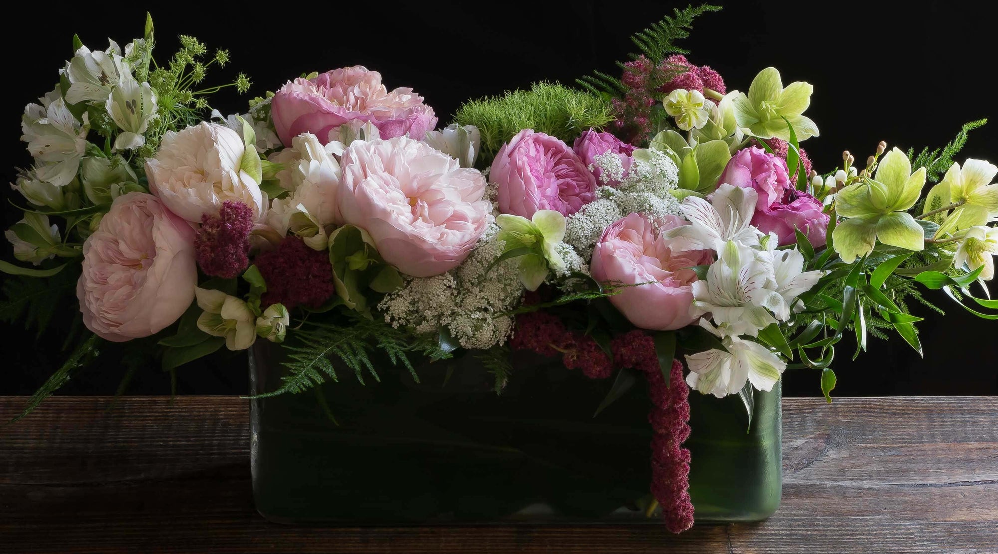 Colorful luxury boutique floral arrangement for Mother's Day using the best premium flowers - blush pink, peach, white  flowers