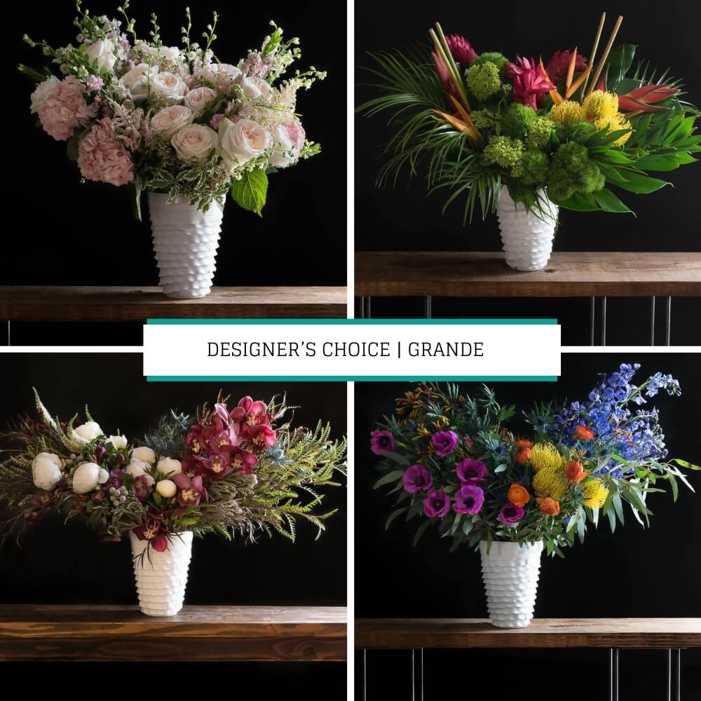 Luxe tall boutique floral arrangements, set of 4, using the best premium flowers.
