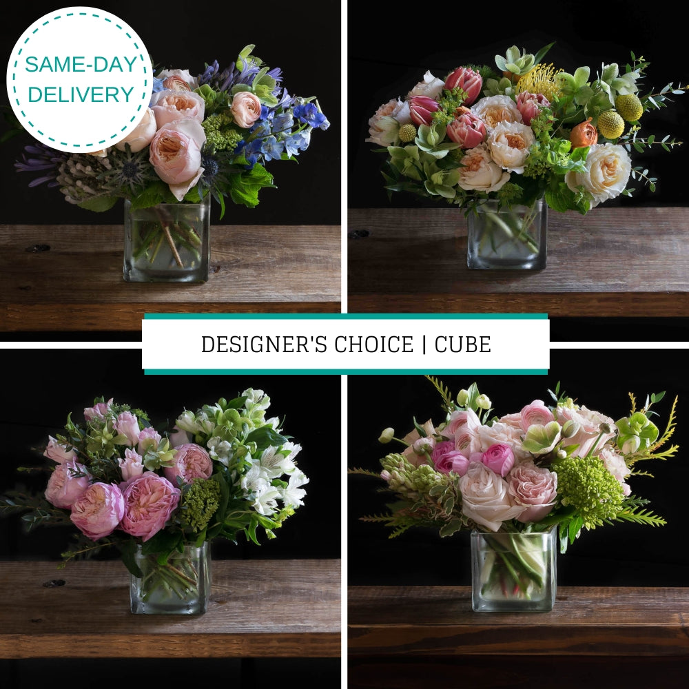Boutique designer's choice set of 4 unique floral arrangements using the best premium flowers