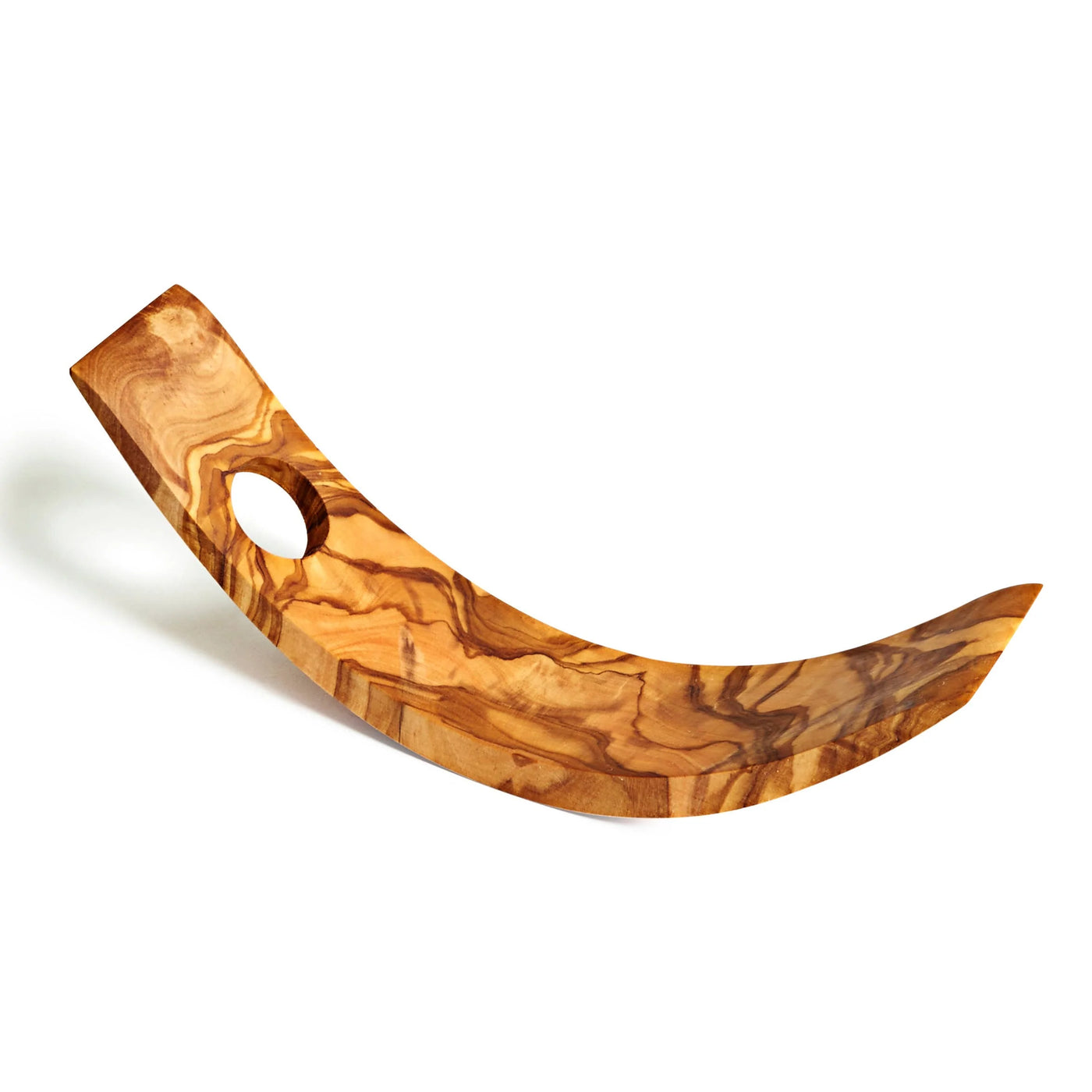 Wooden, olive wood, wine bottle holder.